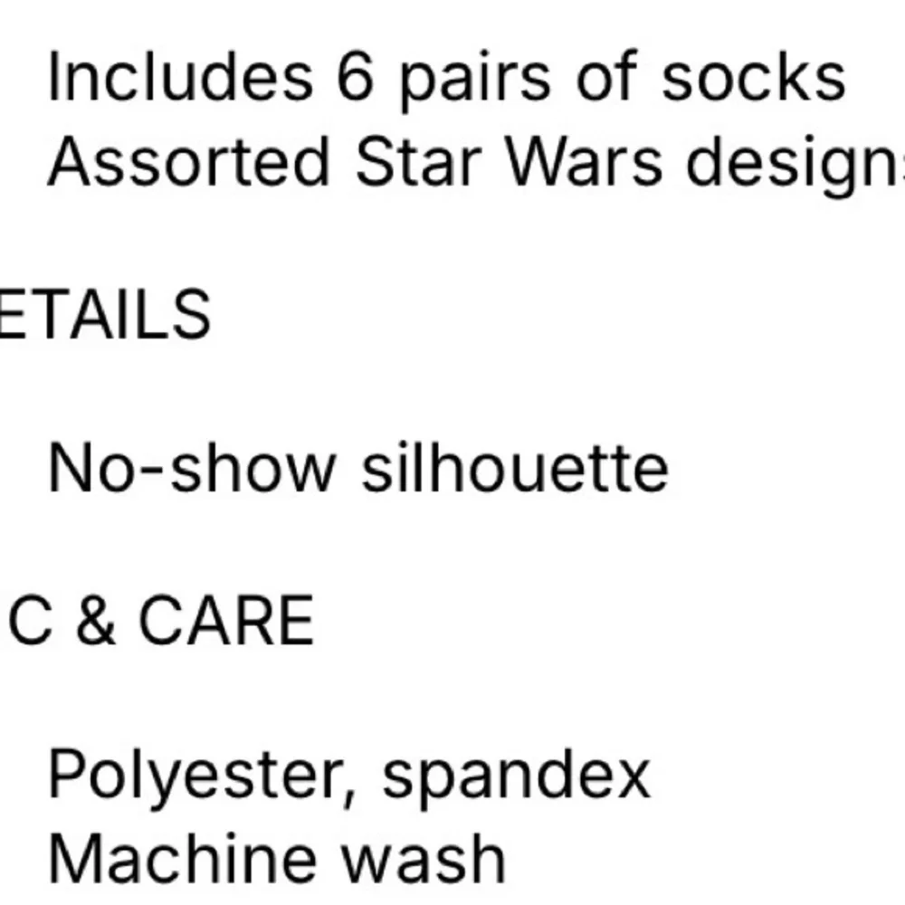 Star Wars Disney Big Kids 6-Pack No Show Socks - NWT
